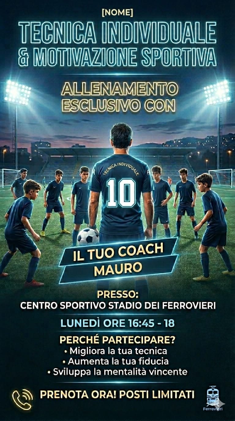 Locandina tecnica individuale e motivazione sportiva con coach Mauro